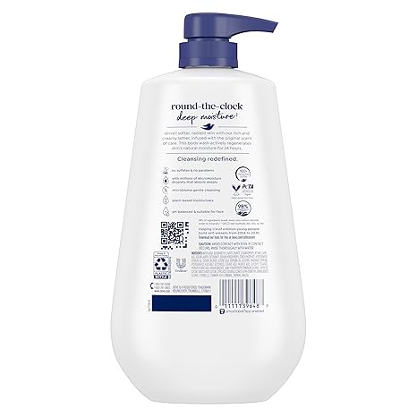 Dove Body Wash Deep Moisture for 24hr Lotion-Soft Skin Moisture Moisturizing Skin Cleanser with No Sulfates No Parabens 30.6 oz