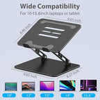 Adjustable Laptop Stand for Desk, Metal Foldable Laptop Riser Holder, Portable Desktop Book Stands, Ventilated Cooling Computer Notebook Stand Compatible with 10-15.6” Laptops